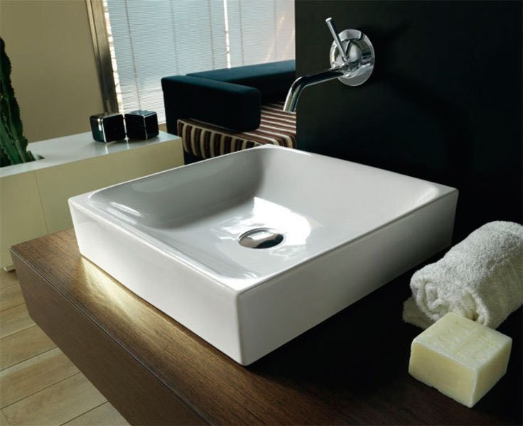 KERASAN - CENTO keramické umývadlo na dosku 45x45cm, biela (354401)