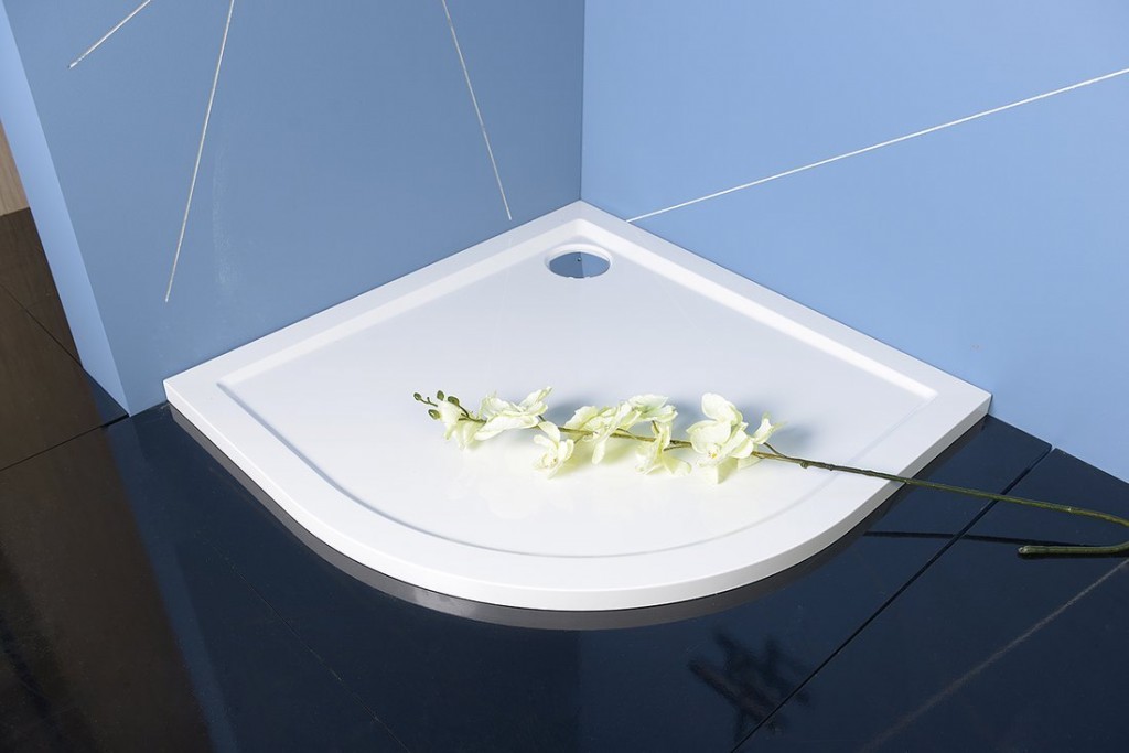 POLYSAN - SERA sprchová vanička z liateho mramoru, štvrťkruh 90x90cm, R550, biela (41511)