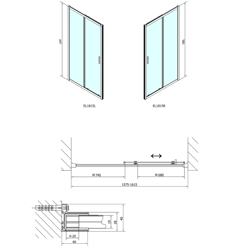 POLYSAN - EASY LINE sprchové dvere 1600mm, číre sklo (EL1815)