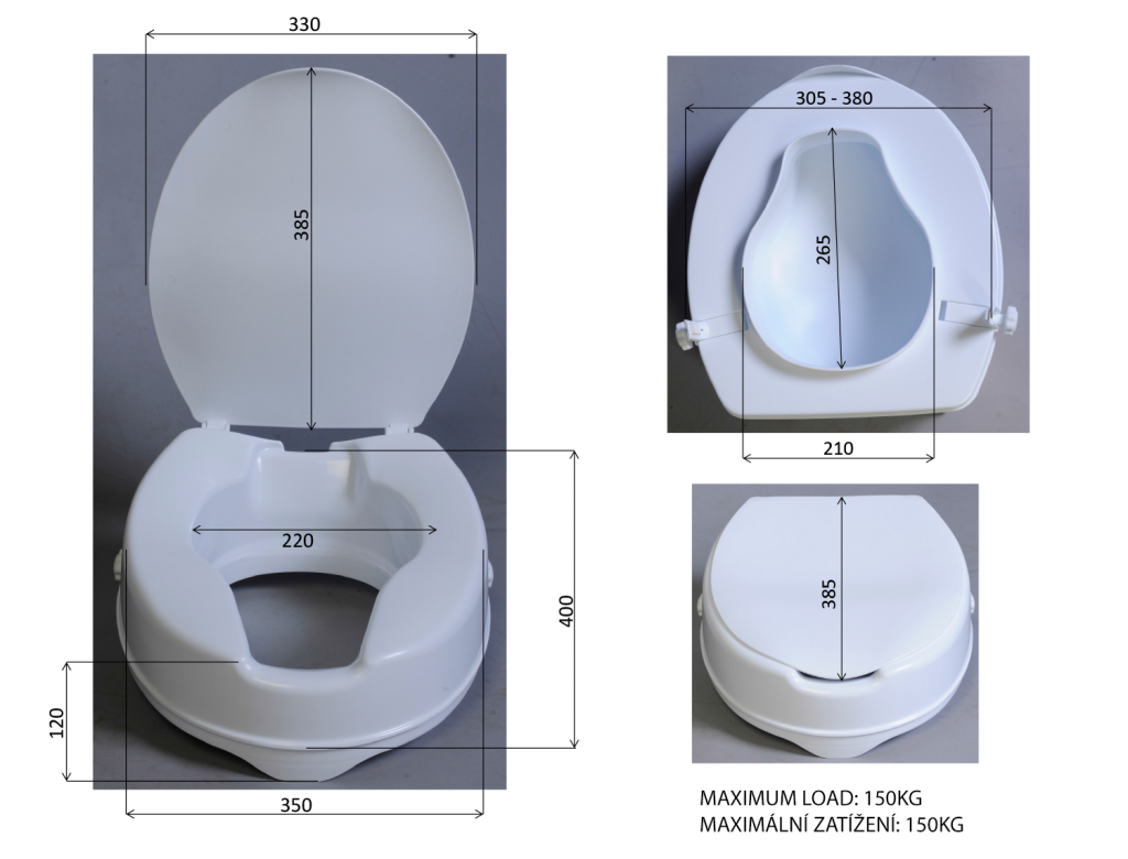 RIDDER - HANDICAP WC sedátko zvýšené 10cm, biele (A0071001)