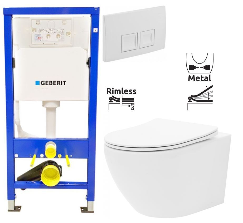 E-shop GEBERIT DuofixBasic s bielym tlačidlom DELTA50 + WC REA Carlo Flat Mini Rimlesss + SEDADLO 458.103.00.1 50BI CF1