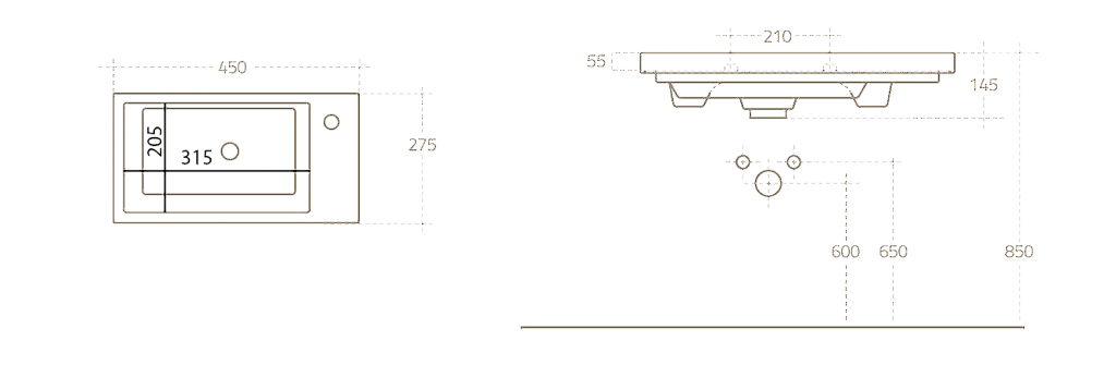 AQUALINE - ZORAN keramické umývadlo nábytkové 45x27,5cm, biela (4045)