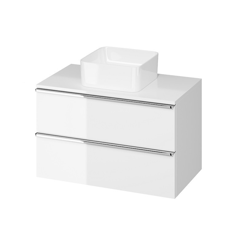 E-shop CERSANIT - Skrinka VIRGO 80 biela pod umývadlo na dosku s chrómovými úchytmi S522-026