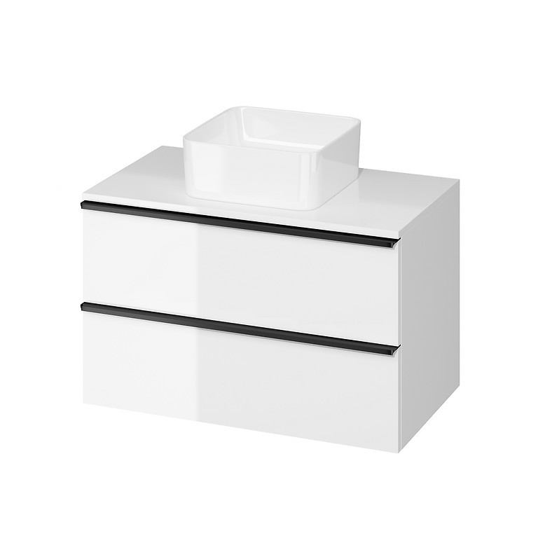 E-shop CERSANIT - Skrinka VIRGO 80 biela pod umývadlo na dosku s čiernymi úchytmi S522-027