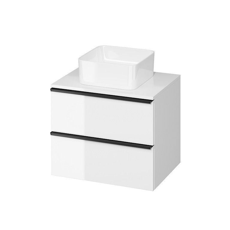 E-shop CERSANIT - Skrinka VIRGO 60 biela pod umývadlo na dosku s čiernymi úchytmi S522-019
