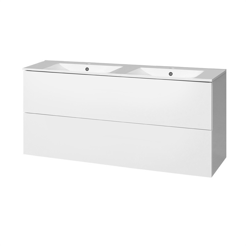 E-shop MEREO - Aira, kúpeľňová skrinka s keramickým umývadlom 121 cm, biela CN713