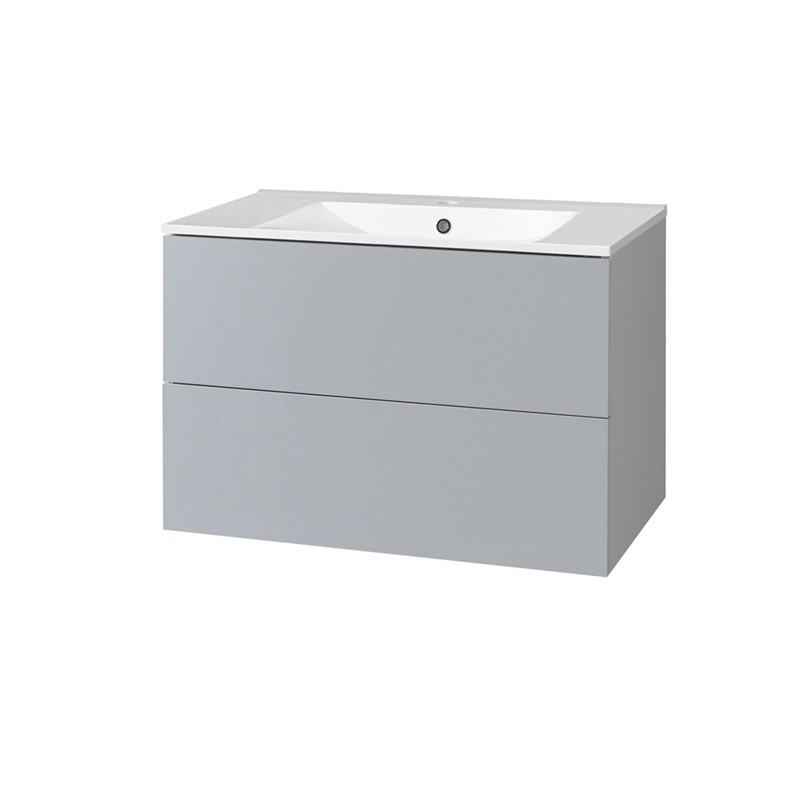 E-shop MEREO - Aira, koupelnová skříňka s keramickým umyvadlem 81 cm, šedá CN731