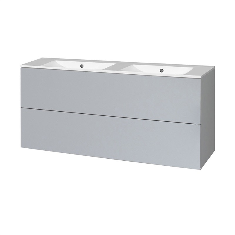 E-shop MEREO - Aira, koupelnová skříňka s keramickým umyvadlem 121 cm, šedá CN733