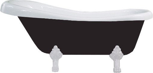 MEXEN/S - Retro voľne stojaca vaňa 170x75 cm biela / čierna biela nohy , sifón chrom 53251707575-20
