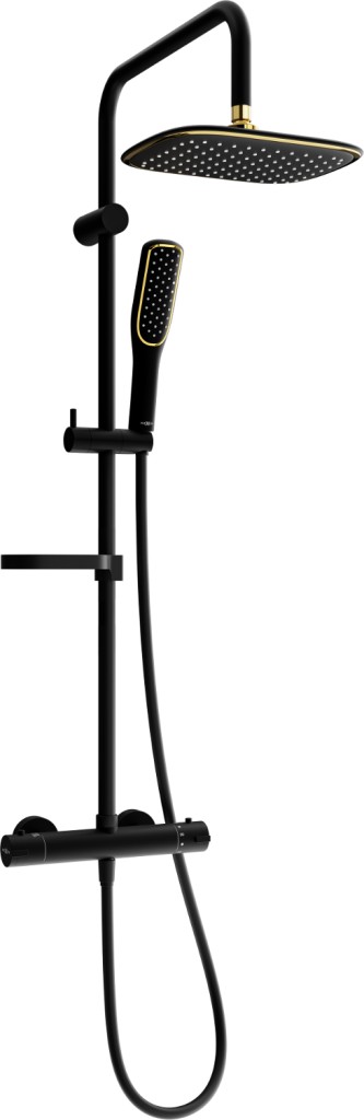 MEXEN/S - KX49 sprchový stĺp s termostatickou batériou, čierna / zlato 771504991-75