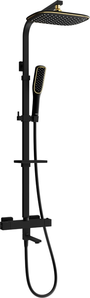 MEXEN/S - CQ49 vaňový stĺp s termostatickou batériou, čierna / zlato 779104995-75