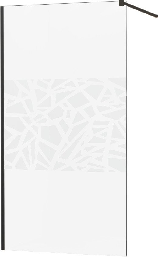 MEXEN/S - KIOTO Sprchová zástena WALK-IN 100x200 cm 8 mm, čierna, biely vzor 800-100-101-70-85