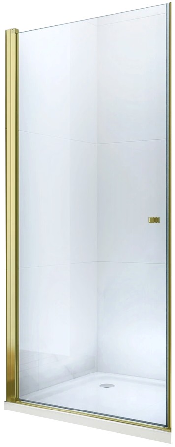 MEXEN - PRETORIA krídlové dvere 90x190 cm 6mm, zlatá, so stenovým profilom 852-090-000-50-00