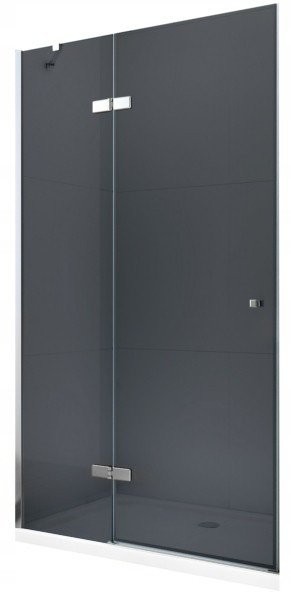 MEXEN - ROMA krídlové dvere 120x190 cm 6mm, chróm, grafit sa stenovým profilom 854-120-000-01-40