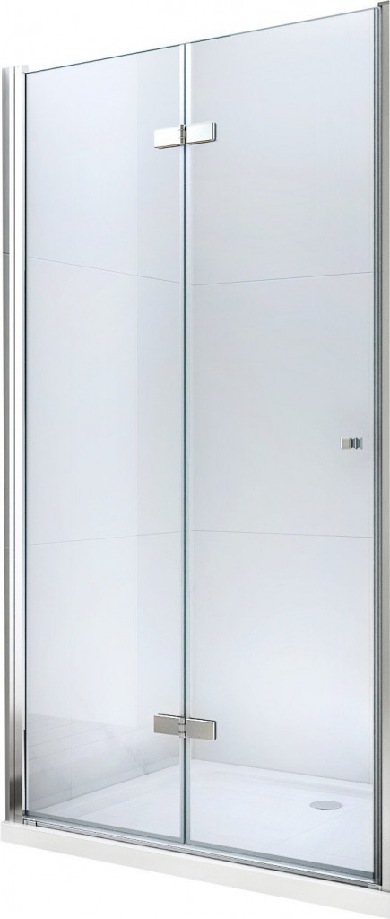 MEXEN - LIMA skladacie dvere 75x190 cm 6mm, chróm, transparent so stenovým profilom 856-075-000-01-00