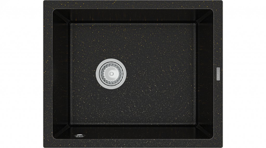 MEXEN MEXEN - Pedro granitový drez 1-miska 560x460 mm, čierna / kovové zlato 6508561000-75