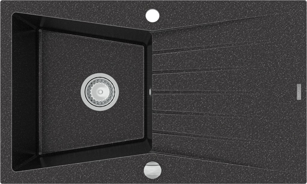 MEXEN MEXEN - Cesar granitový drez 1-misa drez s odkvapkávač 775x470 mm, čierna mottled 6514771010-76