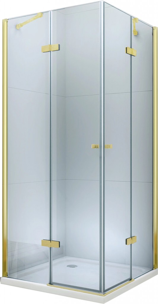 MEXEN/S - Roma Duo sprchový kút 100 x 100 cm, transparent, zlato 854-100-100-50-00-02