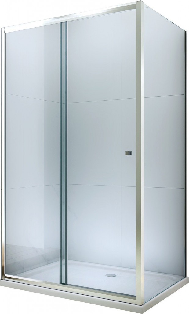 MEXEN/S - Apia sprchovací kút posuvný 90x80, sklo transparent, chrom + vanička 840-090-080-01-00-4010