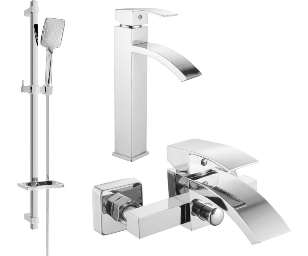 MEXEN/S - Libra DQ62 Set umývadlovej a vaňovej batérie s príslušenstvom, chróm 745113DQ62-00