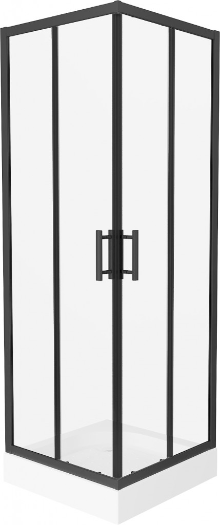 MEXEN/S - Rio štvorcový sprchovací kút 70 x 70, transparent, čierna + vanička Rio 860-070-070-70-00-4510
