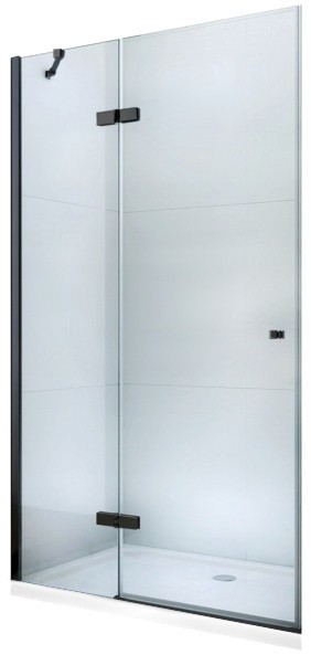 MEXEN - ROMA krídlové dvere 90x190 cm 6mm, čierne, transparent so stenovým profilom 854-090-000-70-00