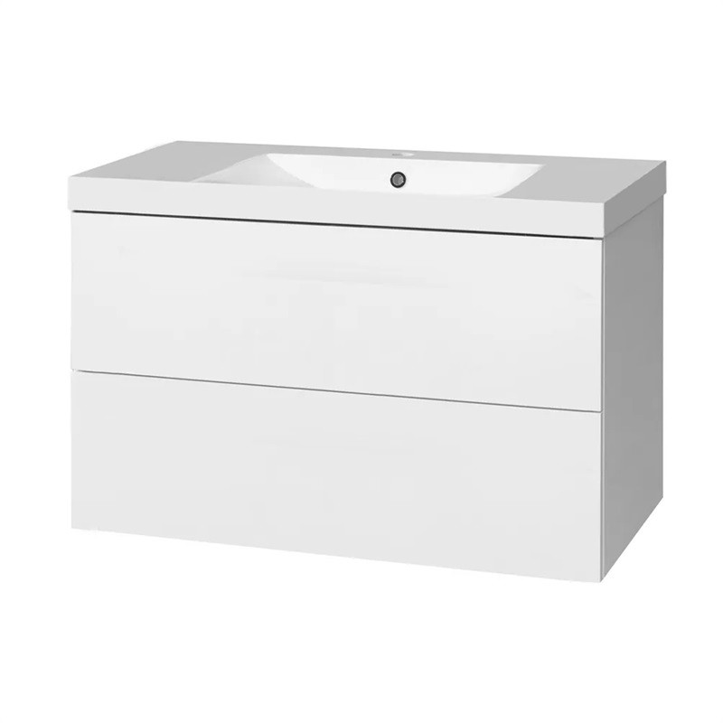 E-shop MEREO - Aira, kúpeľňová skrinka s umývadlom z liateho mramoru 101 cm, biela CN712M