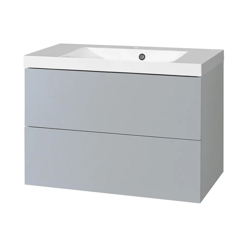 E-shop MEREO - Aira, kúpeľňová skrinka s umývadlom z liateho mramoru 81 cm, šedá CN731M