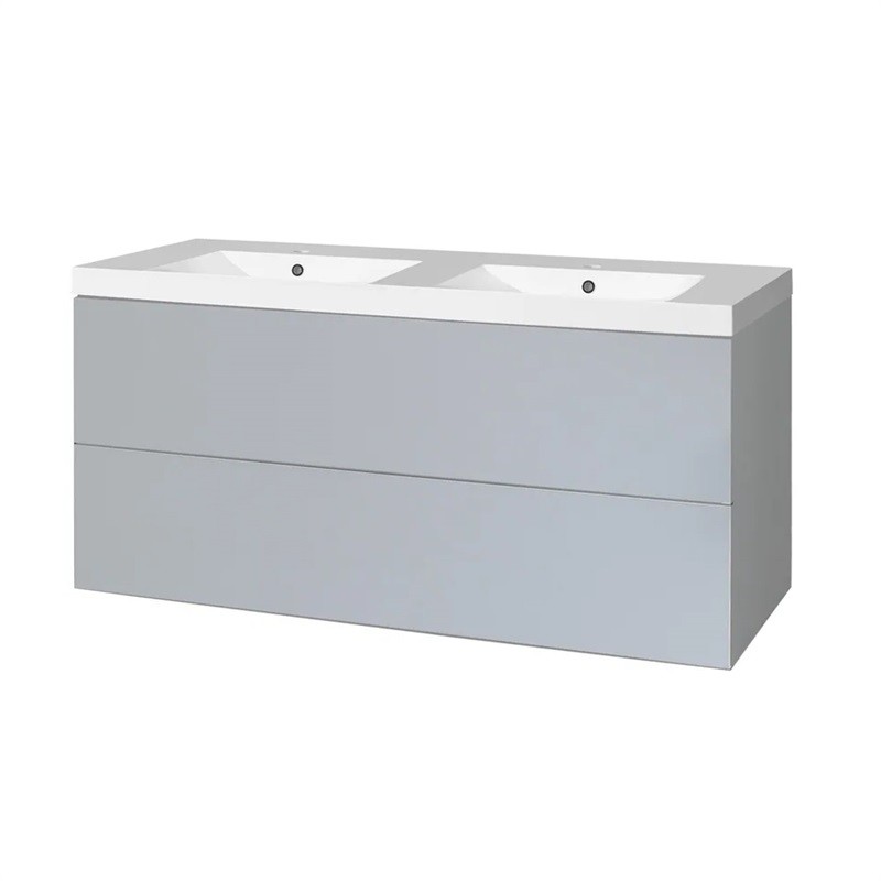 E-shop MEREO - Aira, kúpeľňová skrinka s umývadlom z liateho mramoru 121 cm, šedá CN733M