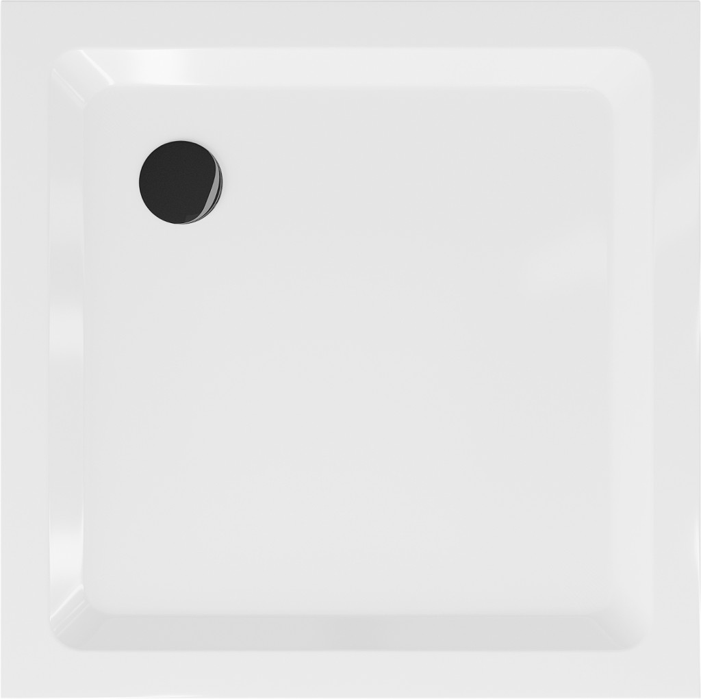 MEXEN/S - Flat sprchová vanička štvorcová slim 80 x 80 cm, biela + čierny sifón (40108080B)