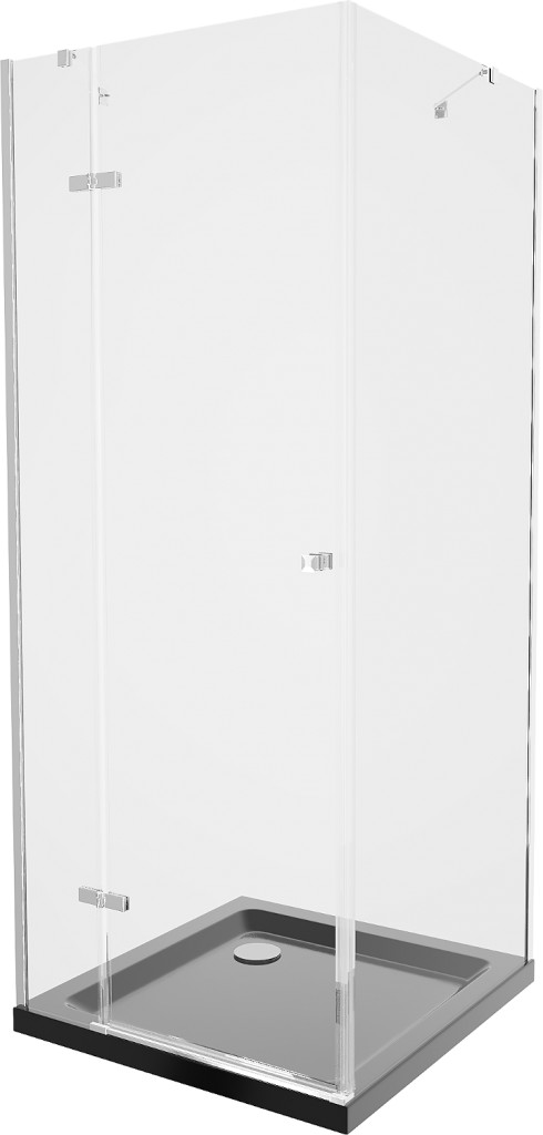 MEXEN/S - Roma sprchovací kút 90x90 cm, transparent, chróm + čierna vanička so sifónom 854-090-090-01-00-4070