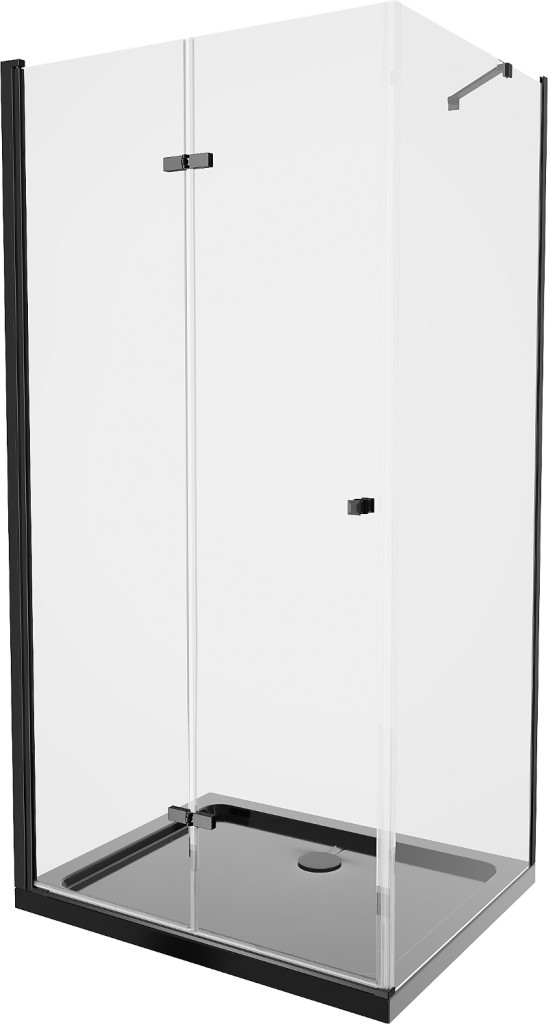 MEXEN/S - Lima sprchovací kút 80x120, transparent, čierna + čierna vanička so sifónom 856-080-120-70-00-4070B