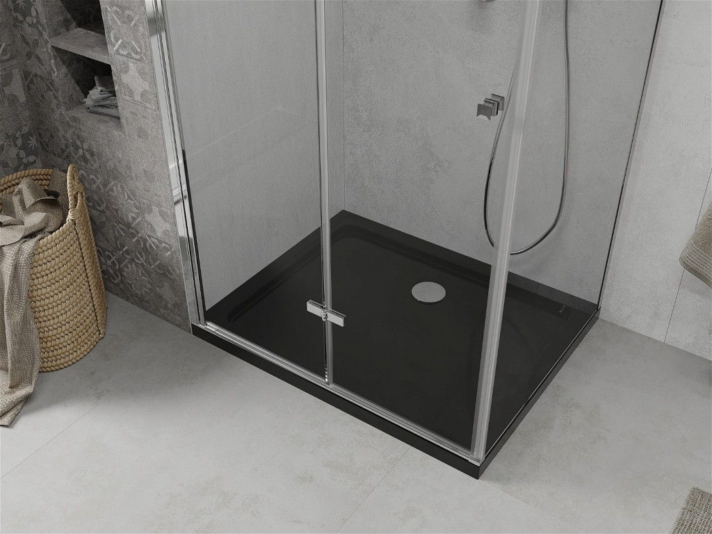 MEXEN/S - Lima sprchovací kút 90x120 cm, transparent, chróm + čierna vanička so sifónom (856-090-120-01-00-4070)