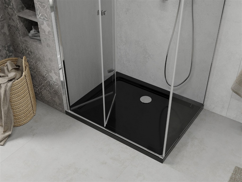 MEXEN/S - Lima sprchovací kút 90x120 cm, transparent, chróm + čierna vanička so sifónom (856-090-120-01-00-4070)