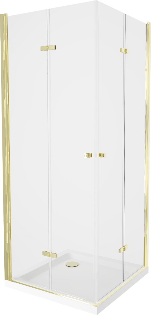 MEXEN/S - Lima Duo sprchovací kút 80x70, transparent, zlatá + vanička so sifónom 856-080-070-50-02-4010G