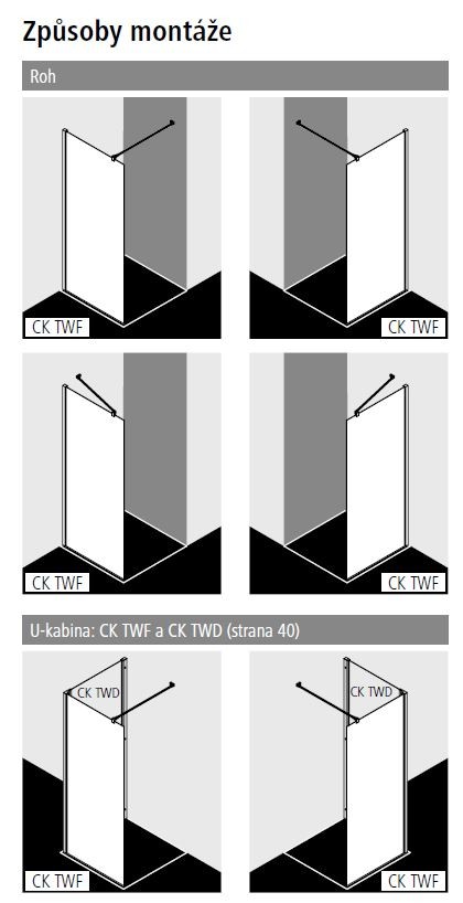 KERMI - Cada XS biela Walk-in WALL 900/2000 číre sklo s CadaClean - CKTWF090202PK (CKTWF090202PK)