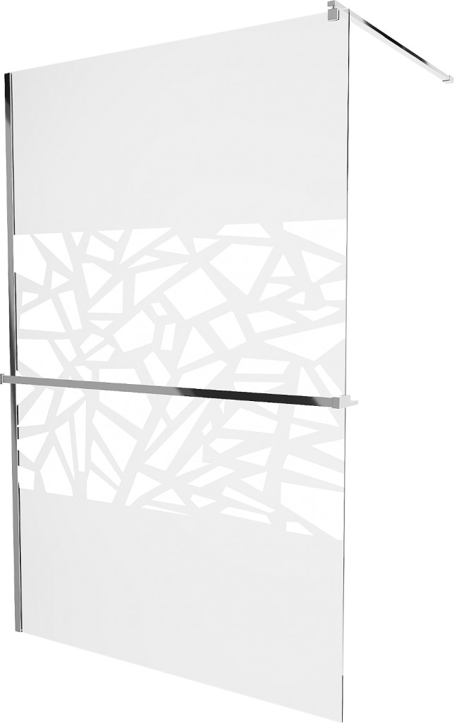 MEXEN/S - KIOTO Sprchová zástena WALK-IN s poličkou a držiakom uterákov 70 x 200, transparent/biely dekor 8 mm, chróm 800-070-121-01-85
