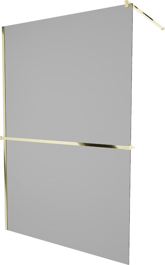 MEXEN/S - KIOTO Sprchová zástena WALK-IN s poličkou a držiakom uterákov 70 x 200 cm, grafit 8 mm, zlatá 800-070-121-50-40