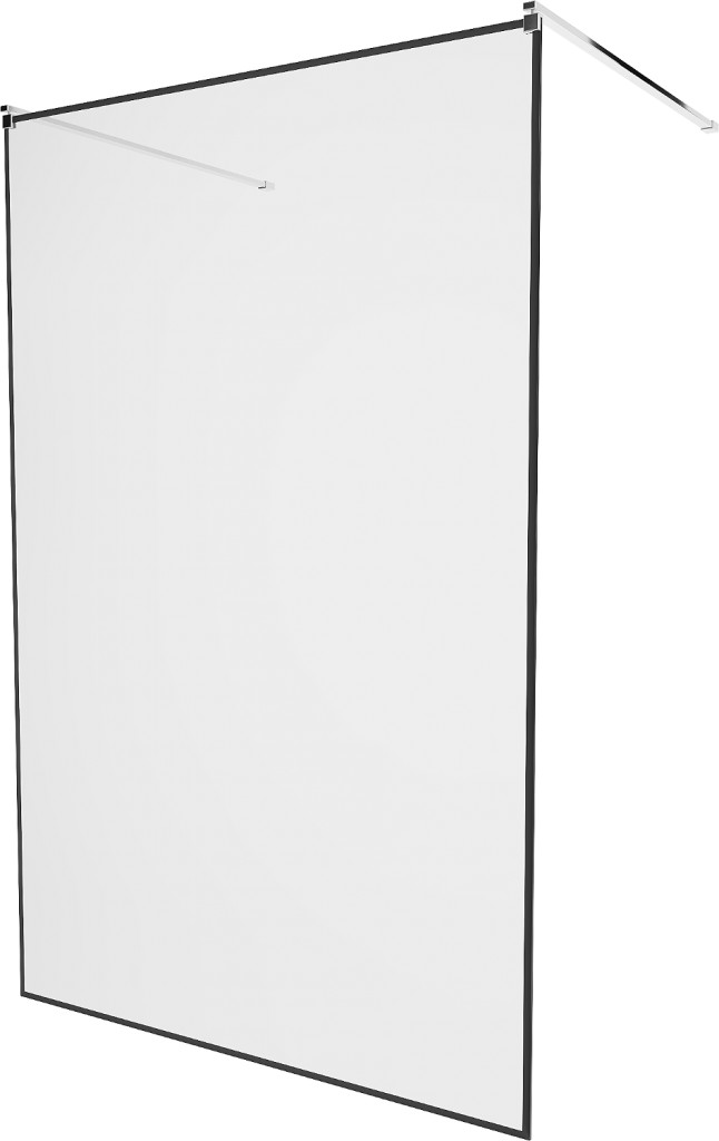 MEXEN/S - KIOTO samostatne stojaca sprchová zástena 100 x 200, transparent/čierna vzor 8 mm, chróm 800-100-002-01-70