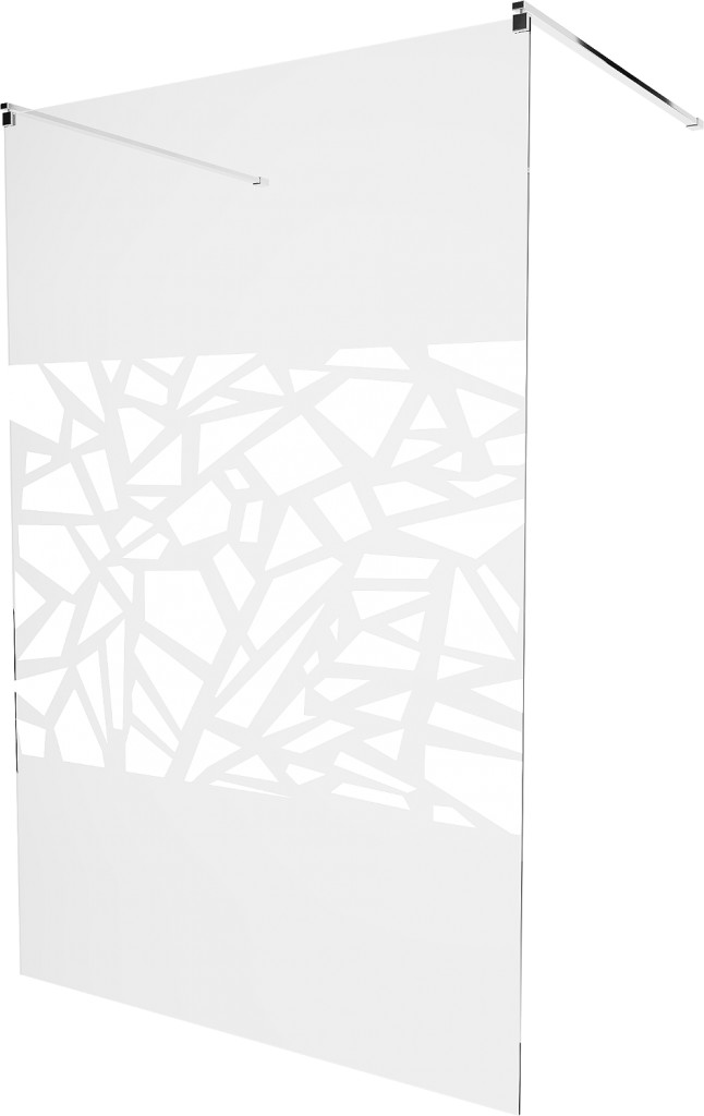 MEXEN/S - KIOTO samostatne stojaca sprchová zástena 100 x 200, transparent/biela vzor 8 mm, chróm 800-100-002-01-85