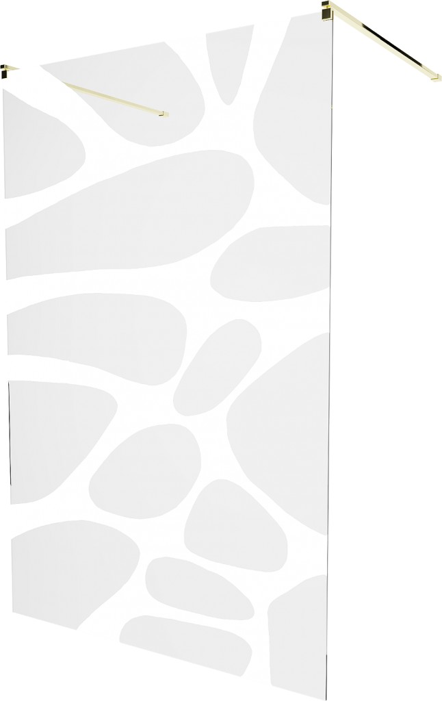 MEXEN/S - KIOTO samostatne stojaca sprchová zástena 120 x 200, transparent/biela vzor 8 mm, zlatá 800-120-002-50-97
