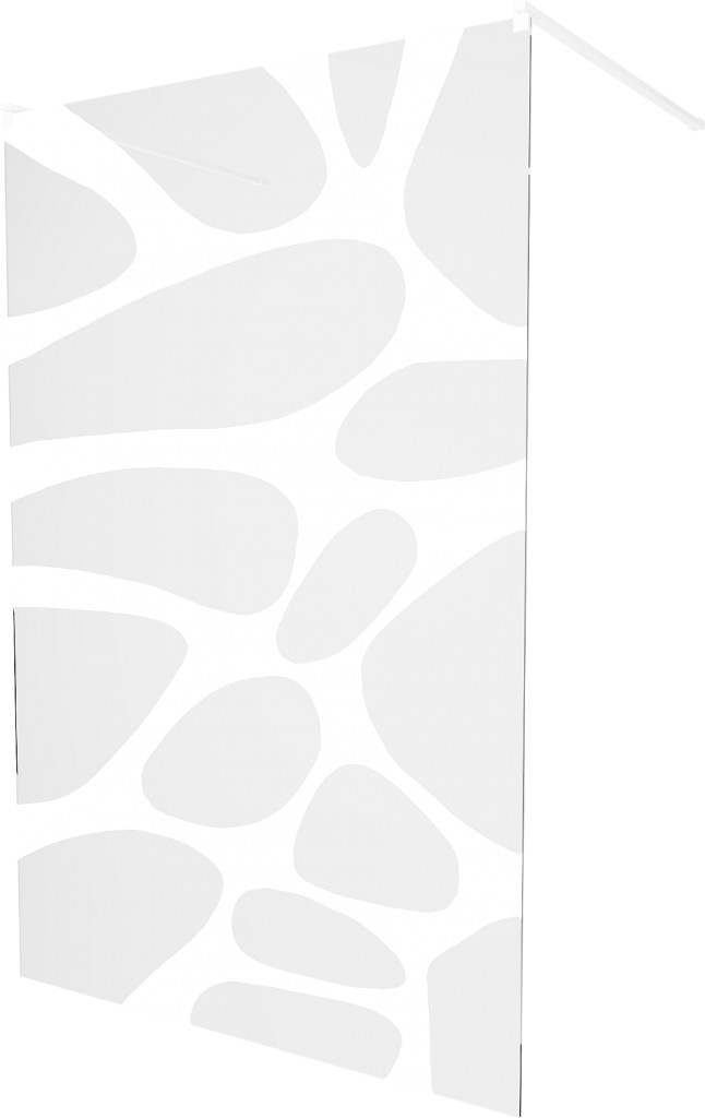 MEXEN/S - KIOTO samostatne stojaca sprchová zástena 110 x 200, transparent/biely vzor 8 mm, biela 800-110-002-20-97