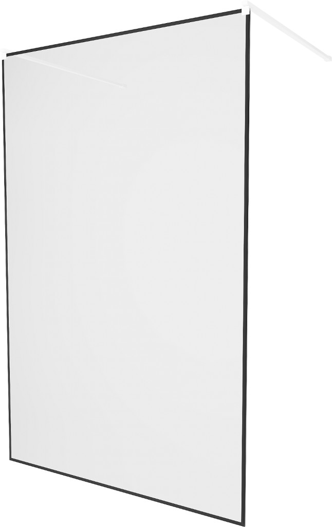 MEXEN/S - KIOTO samostatne stojaca sprchová zástena 130 x 200, transparent/čierny vzor 8 mm, biela 800-130-002-20-70