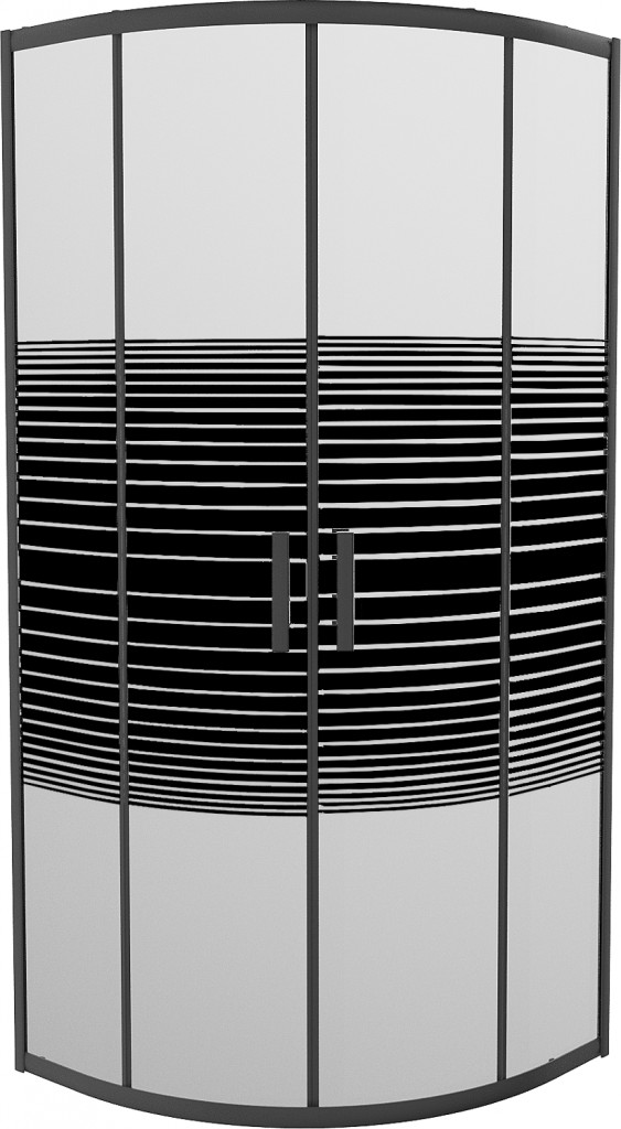 MEXEN - Rio sprchovací kút štvrťkruh 70 x 70 cm, pruhy, čierna 863-070-070-70-20