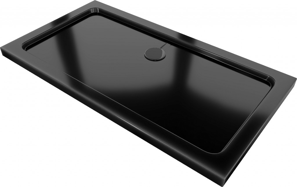 MEXEN/S - Flat sprchová vanička obdĺžniková slim 120 x 70 cm, čierna + čierny sifón 40707012B