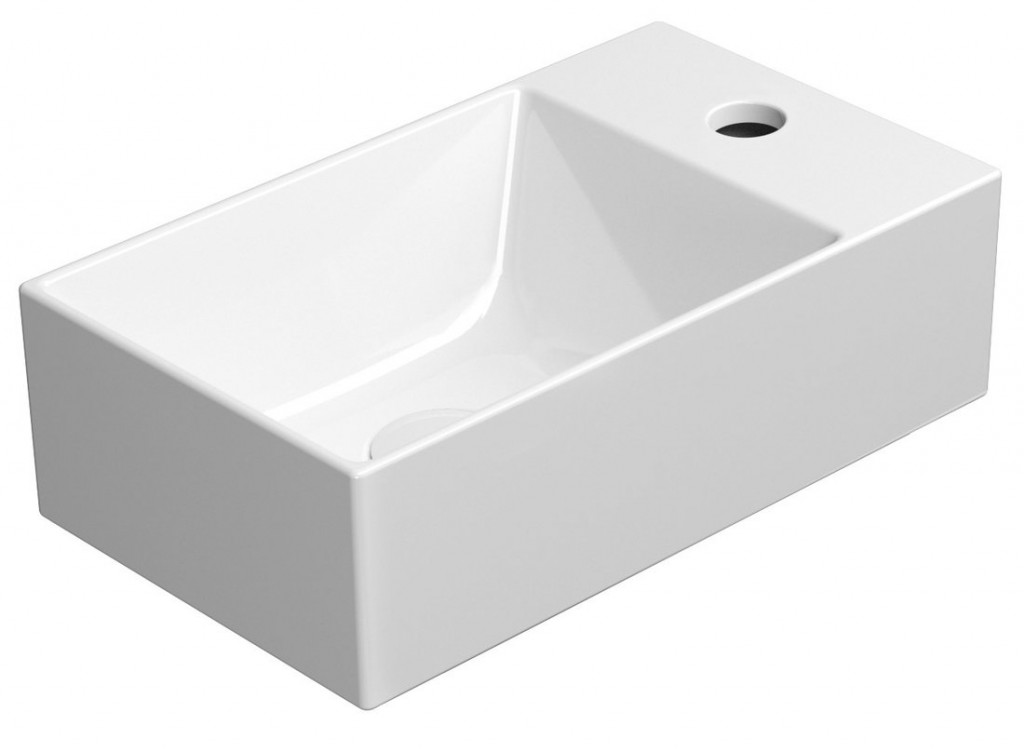 E-shop GSI - KUBE X keramické umývadlo 40x23cm, pravé/ľavé, biela ExtraGlaze 9484111