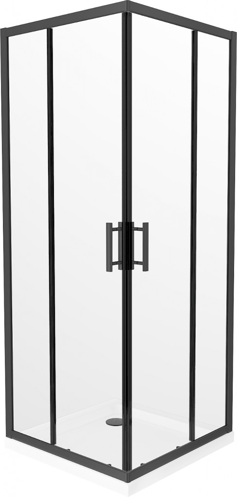 MEXEN/S - Rio sprchovací kút štvorec 80x80, transparent, čierna + biela vanička so sifónom 860-080-080-70-00-4010B