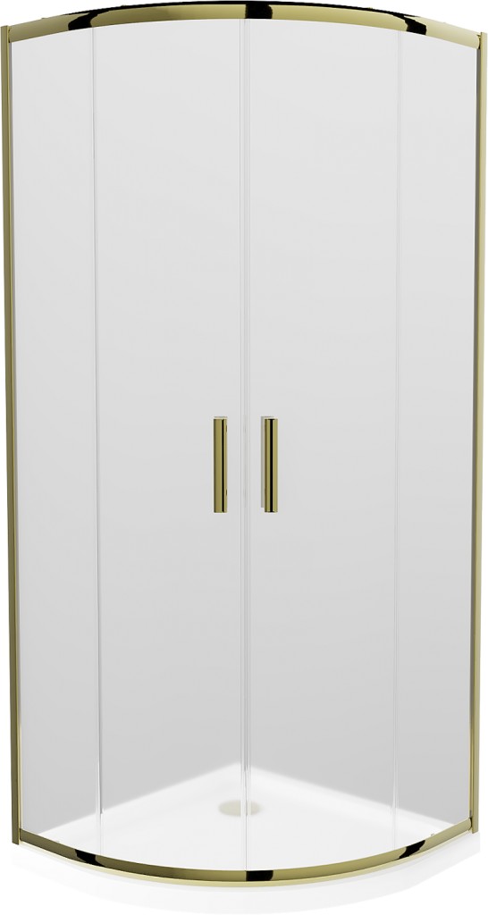 MEXEN/S - Apia sprchovací kút štvrťkruh 80x80 cm, dekor, zlatá + biela vanička so sifónom 863-080-080-50-30-4110G