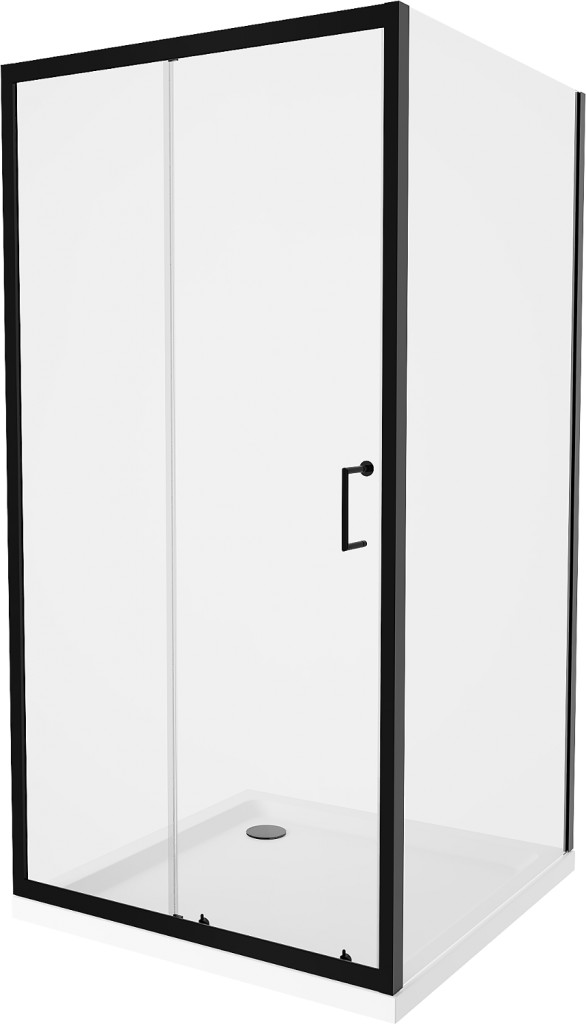 MEXEN/S - Apia Sprchovací kút 100x100, transparent, čierna + vanička so sifónom 840-100-100-70-00-4010B
