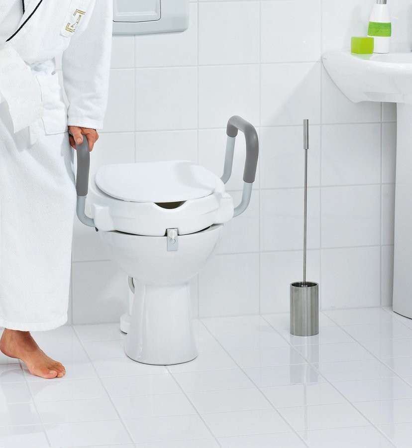 RIDDER - HANDICAP WC sedátko zvýšené 10cm, s madlami, biele (A0072001)